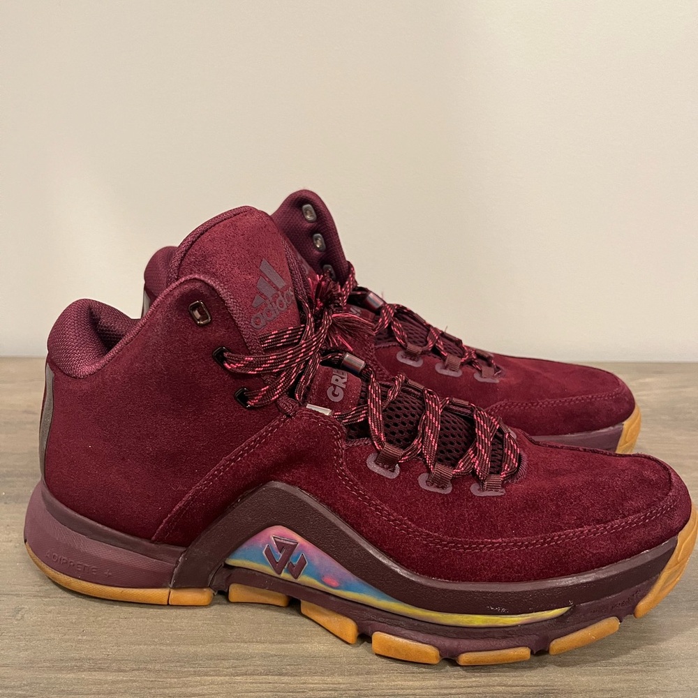 Adidas Shoes Mens 11 J Wall 2 2015 B39529 Basketball Sneakers Burgundy Suede